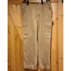 Lands' End Straight Leg Cargo Pants Men's 36Wx29L Khaki Tan Cotton